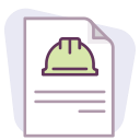 Icono de un casco sobre un informe